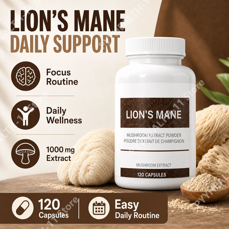 Lion Mane Mushroom - แคปซูลเห็ดหลินจือ ผสมเบต้ากลูแคน ช่วยเสริมสมาธิและความชัดเจนทางจิตใจ สูตรเพื่อสุขภาพที่ดีทุกวัน บรรจุ 120