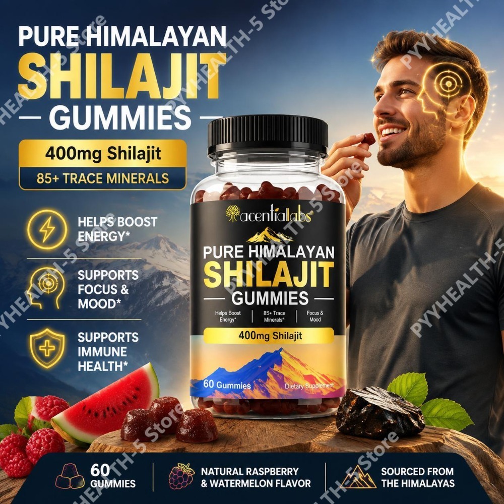 Shilajit Resin Pure - ชิลาจิตกัมมี่บริสุทธิ์จากเทือกเขาหิมาลัย พร้อมด้วยเรซินชิลาจิต, แร่ธาตุ 85+ ชนิด, ช่วยเสริมพลังงานและสมาธิ,