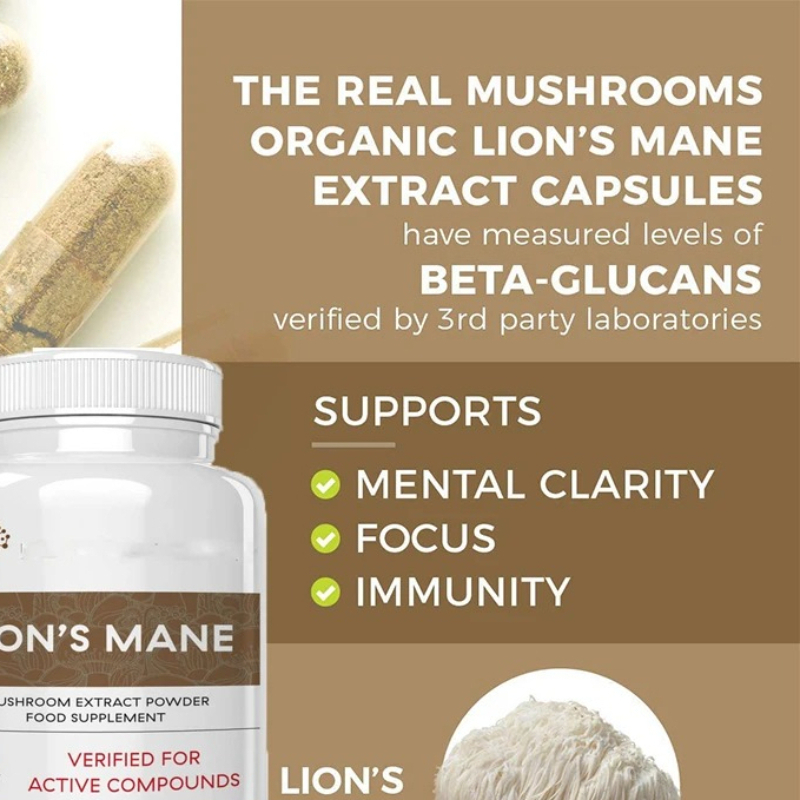 Lion Mane Mushroom - แคปซูลเห็ดหลินจือไลออนเม็นช่วยเพิ่มภูมิคุ้มกัน ปรับปรุงคุณภาพการนอนหลับ ลดความเหนื่อยล้า และปรับปรุงสุขภาพร่างกาย