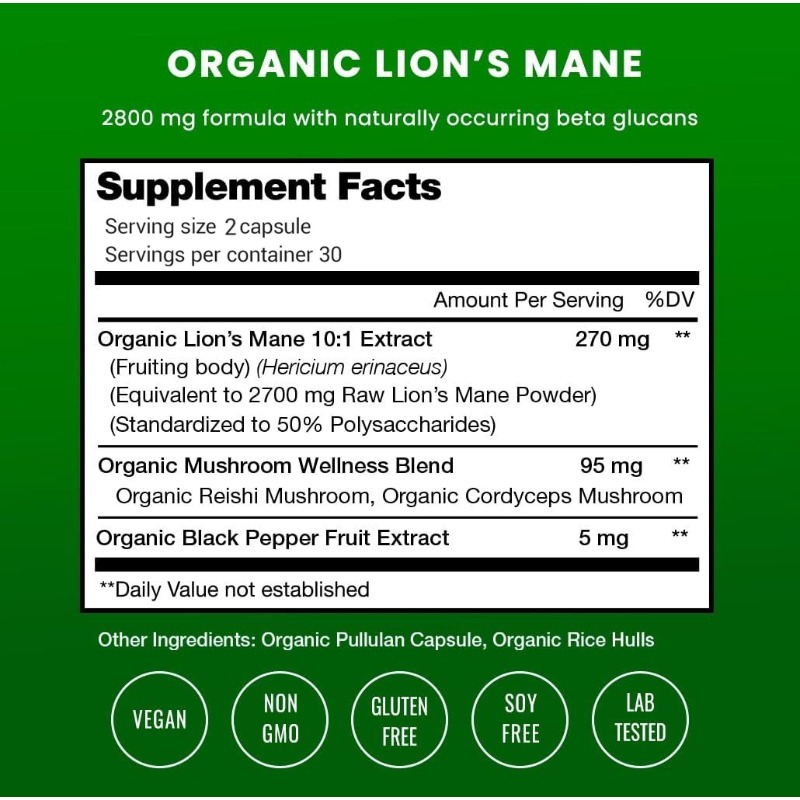 อาหารเสริมเห็ดหัวลิงออร์แกนิก  - Lion Mane Mushroom บทวิจารณ์และราคา