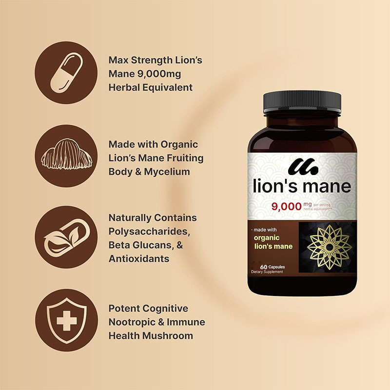 แคปซูลเห็ดหัวลิง - ใช้สารสกัดจ - Lion Mane Mushroom บทวิจารณ์และราคา