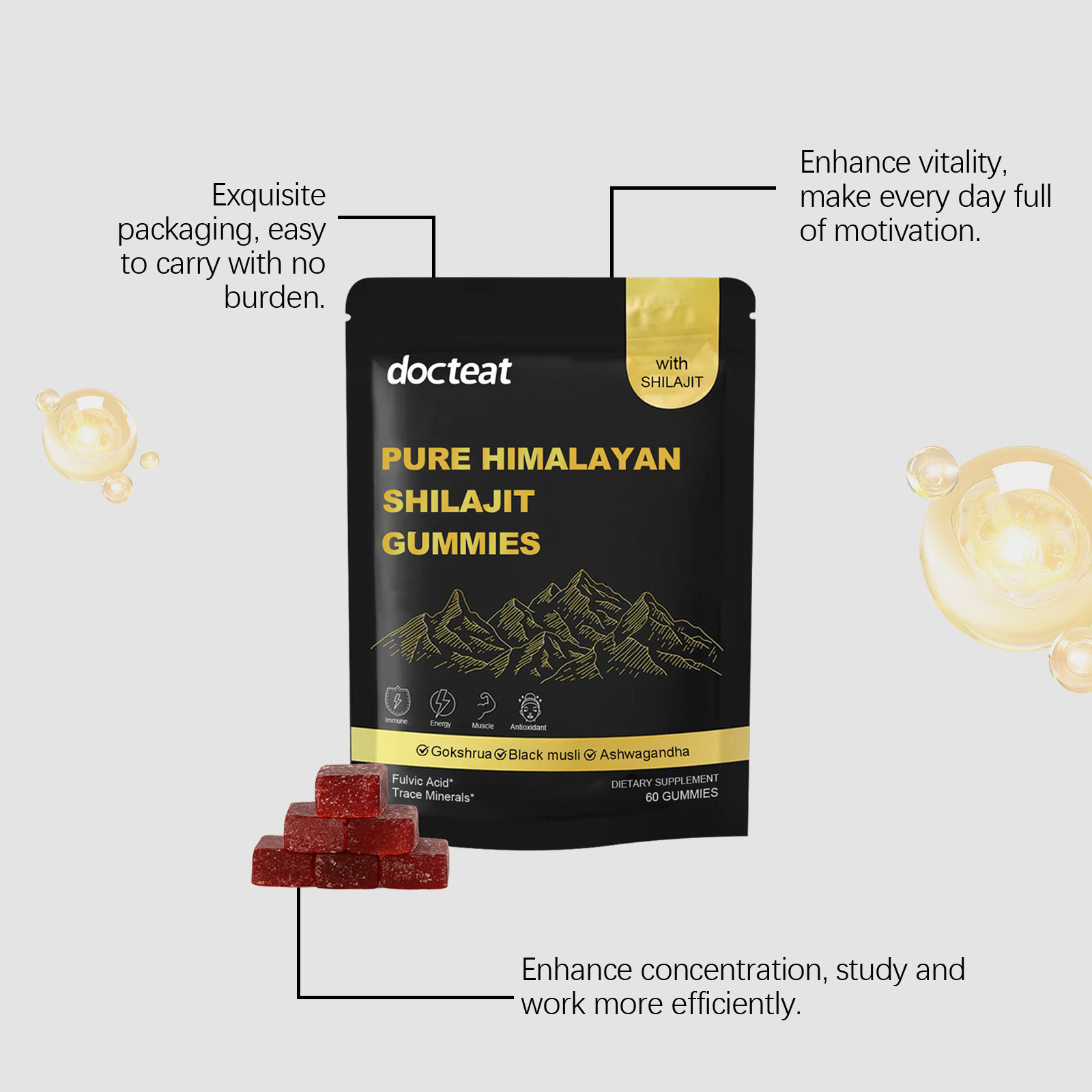 ชิลาจิต กัมมี่ สารสกัดเรซินออร - Shilajit Resin Pure บทวิจารณ์และราคา