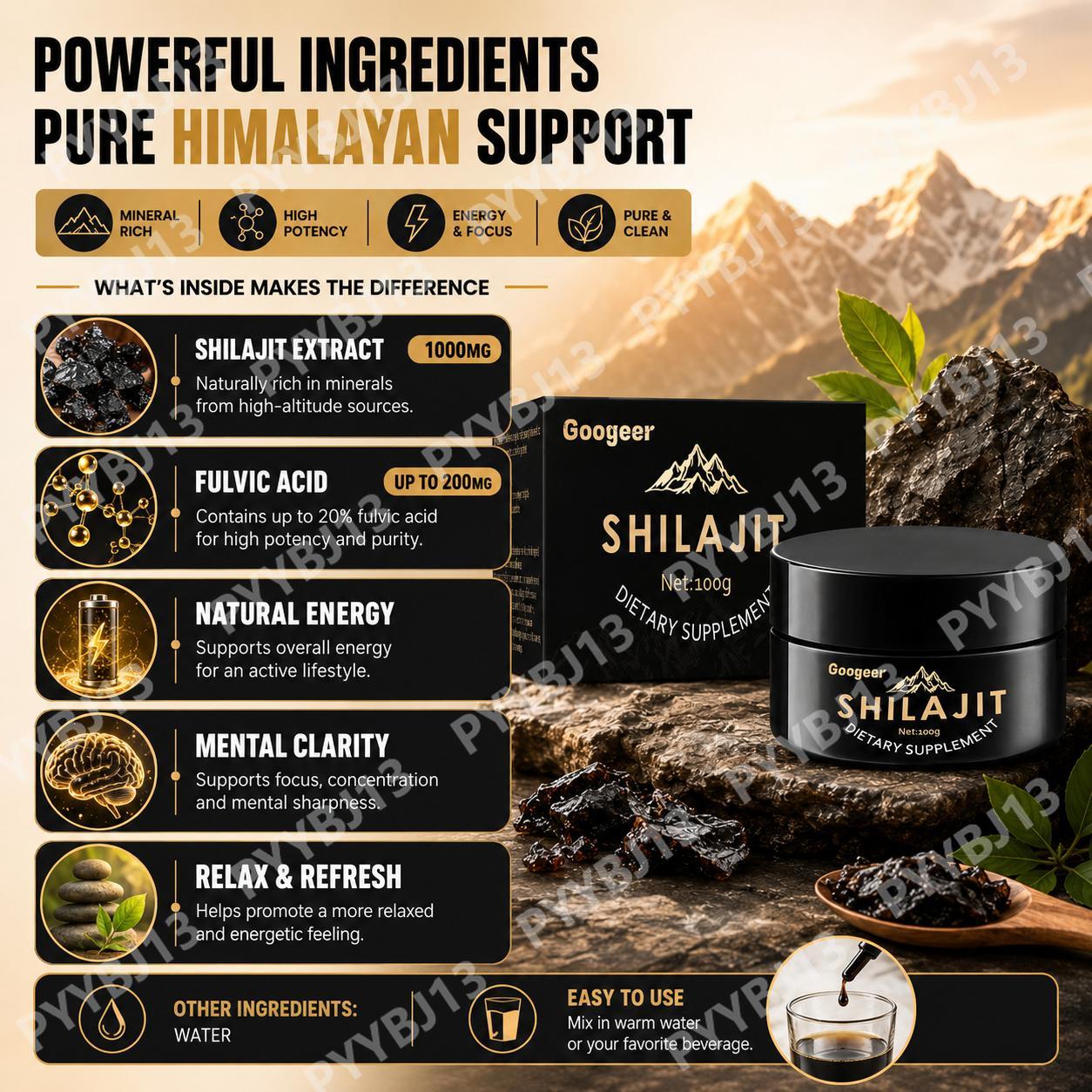 กูเกอร์ ชิลาจิต ดรอปส์ สูตรแร่ - Shilajit Resin Pure บทวิจารณ์และราคา